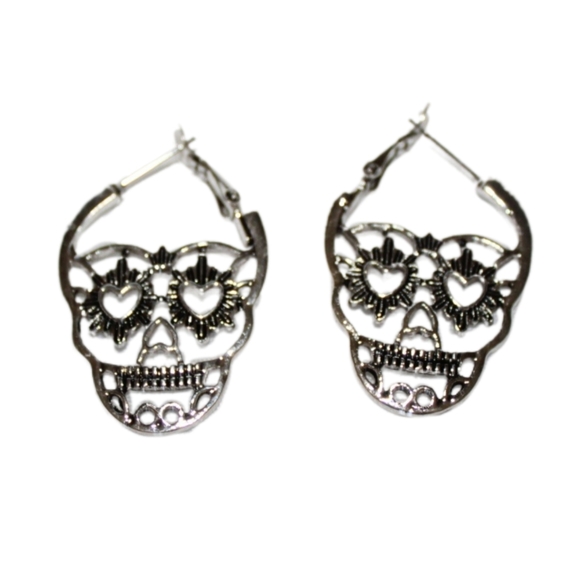 Skull Punk Hoop Earrings - Picture 14 of 16